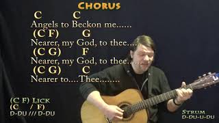 Video thumbnail of "Nearer, My God To Thee (Hymn) Fingerstyle Guitar Cover Lesson in C with Chords/Lyrics"