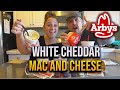 Trying the white cheddar Mac and Cheese from Arbys