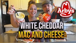 Trying the white cheddar Mac and Cheese from Arbys