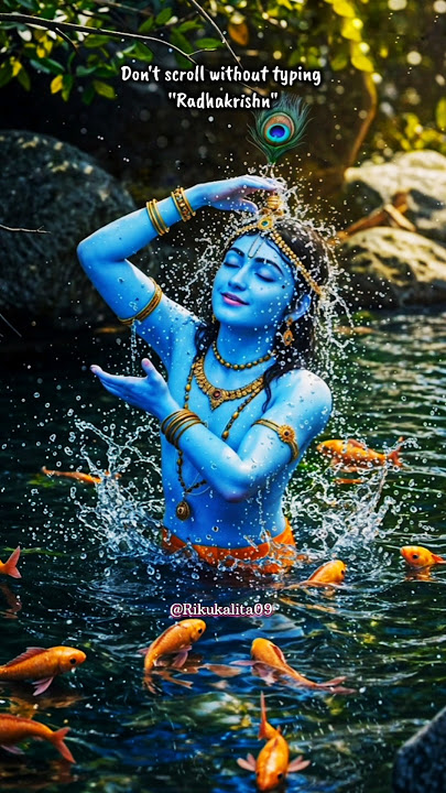 Blue Is My Favourite Colour 💙 || #krishna #lordkrishna #youtubeshorts #shorts #yt #Rikukalita09 👣🩵🙏