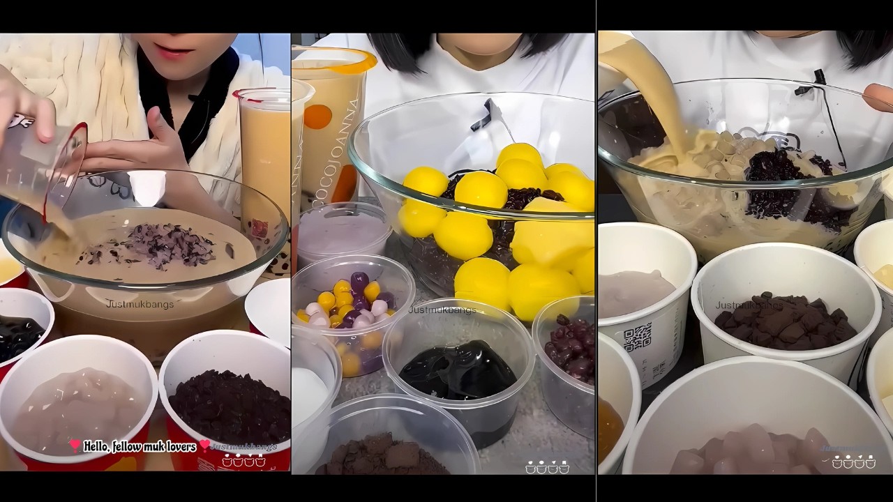 #106 Desserts Mukbang ASMR || Milk tea Purple rice Po...#asmr #mukbang #dessert #milktea #purplerice