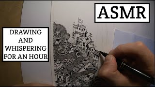 ASMR Working On A Big Commission Part 2 ✒️ 1 Hour of Drawing and Whispering