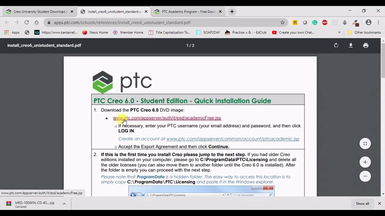 ptc creo parametric student edition download ptc creo parametric student edition download