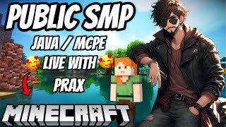 🔴MINECRAFT PUBLIC SMP | CRACKED SMP JAVA / MCPE 24/7 LIVE SERVER WITH PRAX #live #shorts #shortsfeed