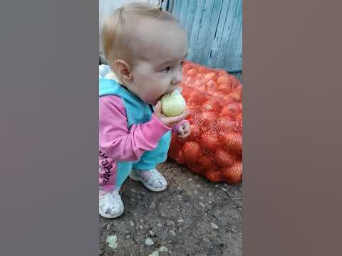 Алина ест лук - YouTube