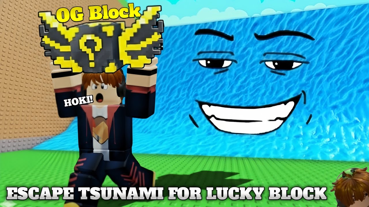 WAW!! Aku Main Game ESCAPE TSUNAMI FOR BRAINROT Tapi Versi LUCKY BLOCK Lebih Seru!? 