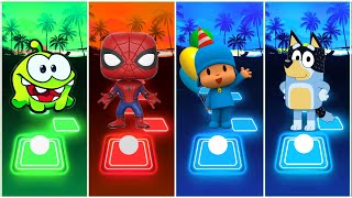 OmNom Cartoon 🆚 Funko Pop Marvel 🆚 Pocoyo 🆚 Bluey Bingo | Cocomelon Tiles Hop EDM Rush