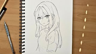 StepbyStep Tutorial: Drawing an Anime Girl in a Tshirt | Easy Anime Girl Drawing