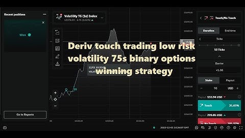 Deriv touch trading low risk 35% every 10 sec volatility 75s binary options strategy