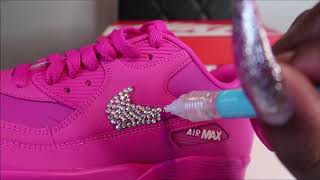 DIY RHINESTONE HOT PINK AIRMAX 90 SHOES- HOW TO ADD BLING TO YOUR SHOE