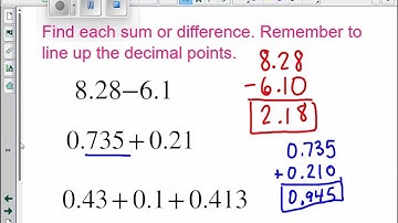 Saxon Course 1 - Lesson 37 - Adding and Subtracting Decimal Numbers