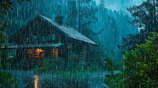 Falling Asleep with Nature Rain 4K  Torrential Rain & Thunder on a Iron Roof at Night