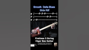 Thumbnail of Smooth Delta Blues Riff Lesson, Fretless 3 String Cigar Box Guitar (Slide) Resonator License plate