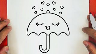 كيف ترسم مظلة كيوت وسهلة خطوة بخطوة / رسم سهل / تعليم الرسم للمبتدئين || Cute Umbrella Drawing