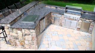 Outdoor Kitchen Barbeque Project Featuring Natural Thin Stone Veneer
