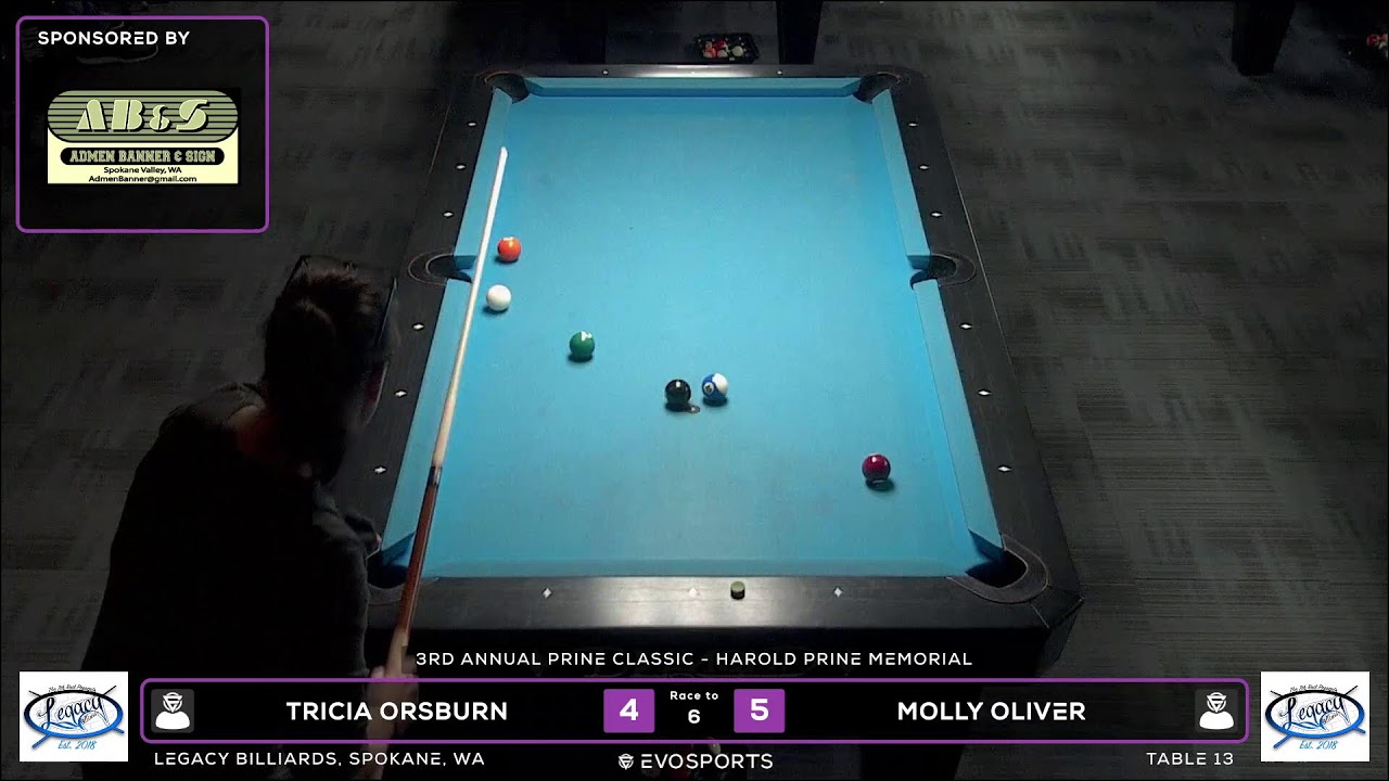 TRICIA ORSBURN vs MOLLY OLIVER - LEGACY BILLIARDS - TABLE 13 | EvoSports