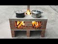 Efficient outdoor wood stove  - Ideas from red brick and cement