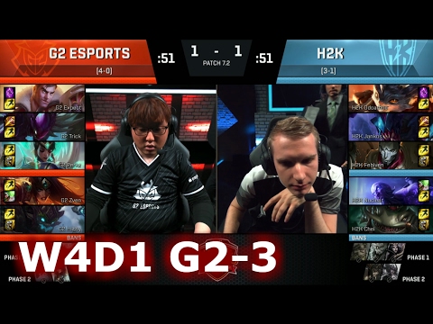 G2 eSports vs H2K Gaming | Game 3 S7 EU LCS Spring 2017 Week 4 Day 1 | G2 vs H2K G3 W4D1