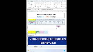 Horizontal to Vertical in Excel with FILTER + TRANSPOSE! 🔥| Excel Trick: Convert Horizontal Data