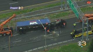 All Lanes Still Closed After Tractor Trailer Overturns On New Jersey Turnpike