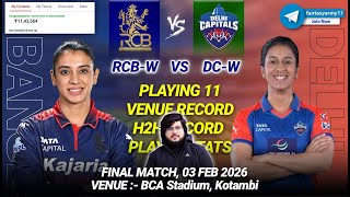 RCB-W vs DC-W Dream11 Prediction | RCB-W vs DC-W Dream11 |Bangalore vs Mumbai Dream11 Final WPL 2026 screenshot 5