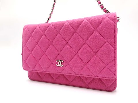 Chanel Matelasse Chain Wallet Pink A33814 Caviar Leather