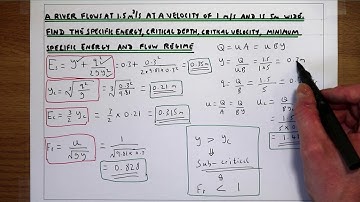 Calculating specific energy, critical flow depth, critical velocity and minimum specific energy