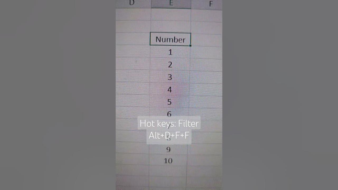 Excel hot keys filter alt d f f excel hotkeys shortcuts youtube