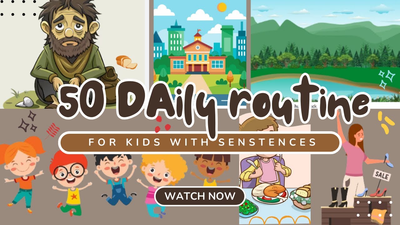 50 DAILY ROUTINE VOCABULARY WITH SENTENCES | ENGLISH FOR KIDS - YouTube