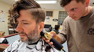 💈KANSAS HAIRCUT w/ Young Barber Jerry (the Old Morris Barbershop) ASMR Relax | Moundridge, Kansas 🇺🇸