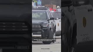 Woman steals a trailer and leads police on a Freeway pursuit