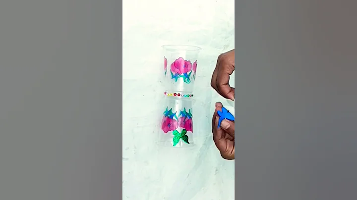DIY : flower pot out of disposable glass  #shorts #shortvideo