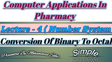 Number System || L4 || Computer Applications In Pharmacy