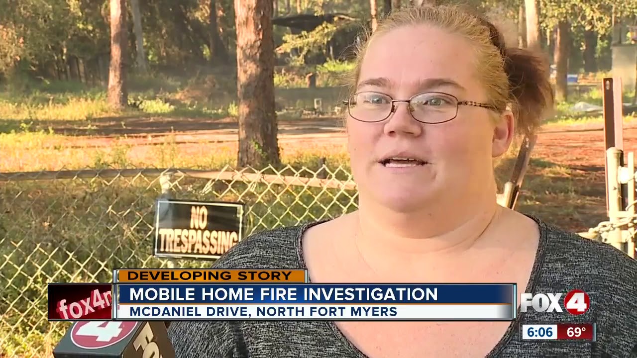 Fire destroys mobile home - YouTube