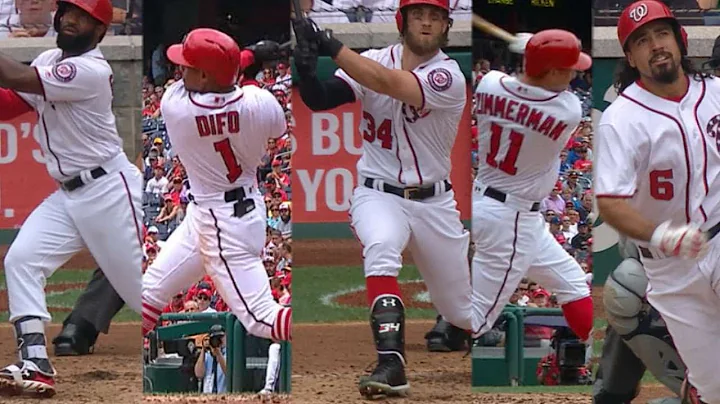 Extended Cut of Nationals hitting four straight homers, five in one inning