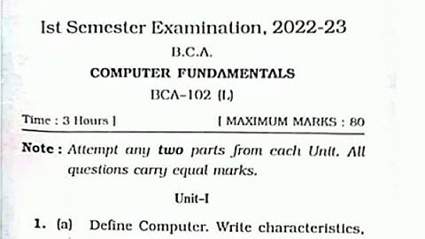 COMPUTER FUNDAMENTALS 1SEM B.C.A QUESTIONS PAPER 2022-23.