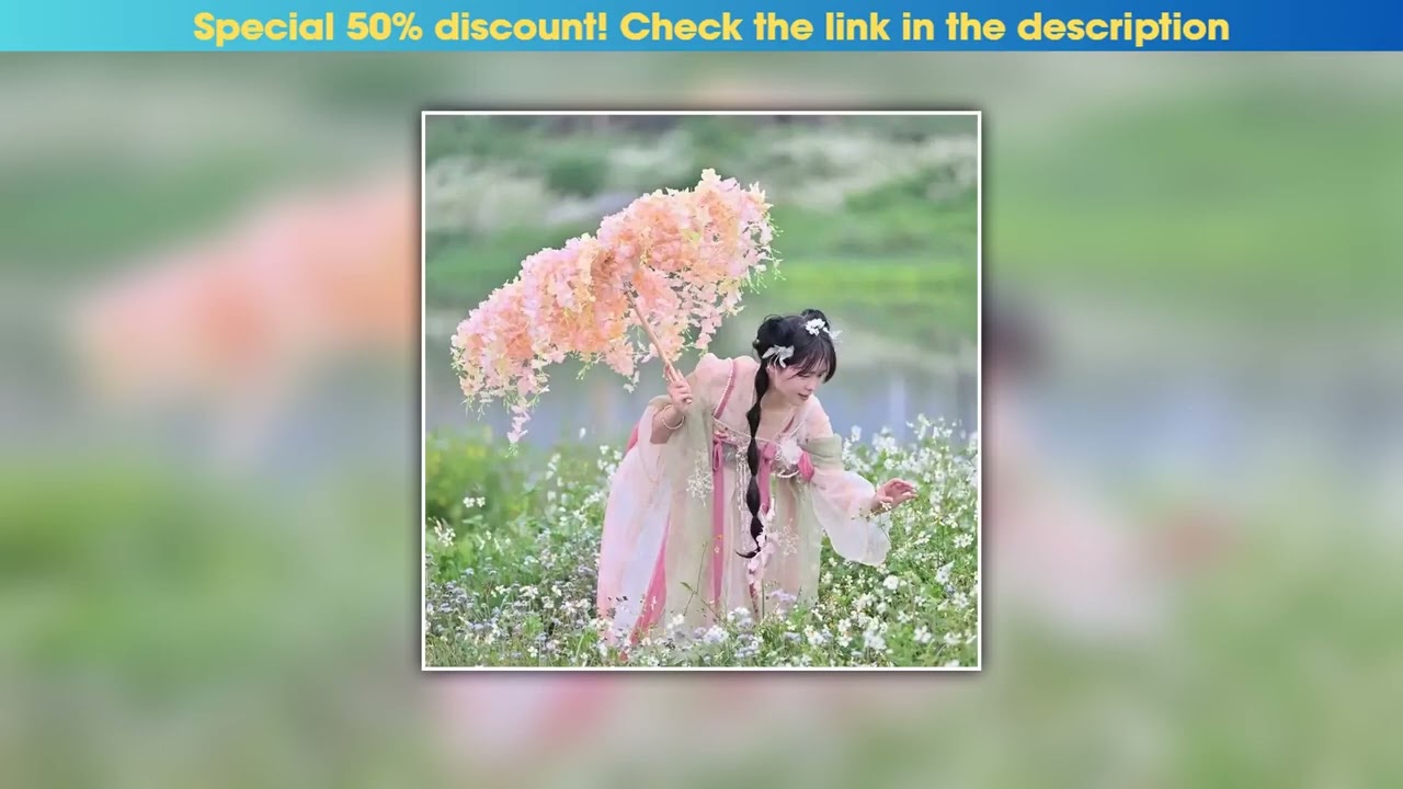 New Arrival Vintage Hanfu Pink Flower Wedding Kids Beach Decor Summer Car Umbrella Shade Lolita Pin
