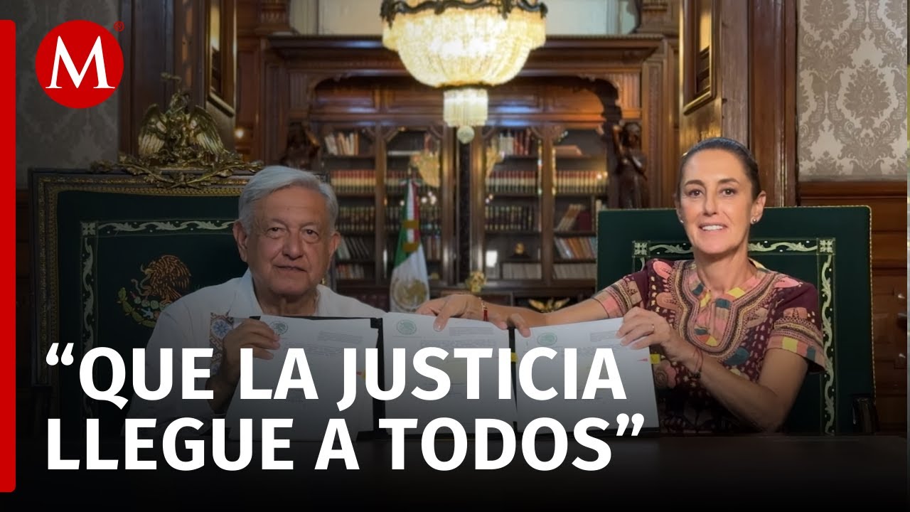 Con Sheinbaum como testigo, AMLO firma reforma judicial y la publica en ...
