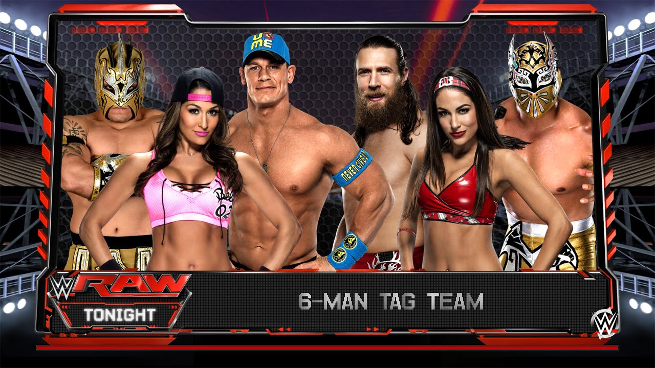 John Cena, Nikki Bella & Kalisto Vs Daniel Bryan, Brie Bella & Sin Cara  (Wwe Raw 2016) | Wwe 2K16 Pc - Youtube