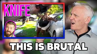Crazy Woman ATTACKS Cops With Fillet Knife! REACTION | OFFICE BLOKES REACT!!