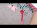 Embroidery | new creation | attractive daman and sleeves design embroidery flower stitch by Aysha