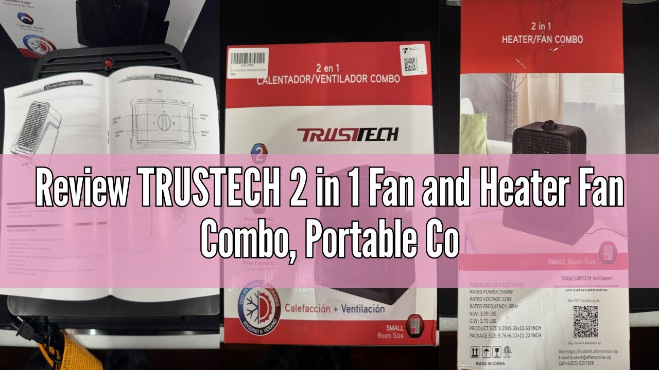 Review TRUSTECH 2 in 1 Fan and Heater Fan Combo, Portable Cooling Desk Fan, 45° Tilt Air Circulator