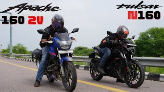 TVS Apache 160 2V vs Bajaj Pulsar N160 Drag Race