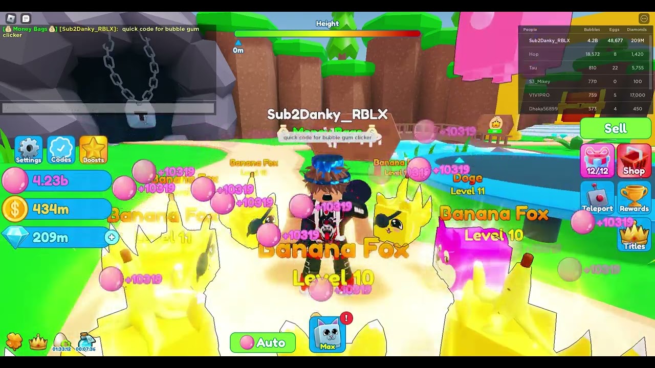 quick code for bubble gum clicker