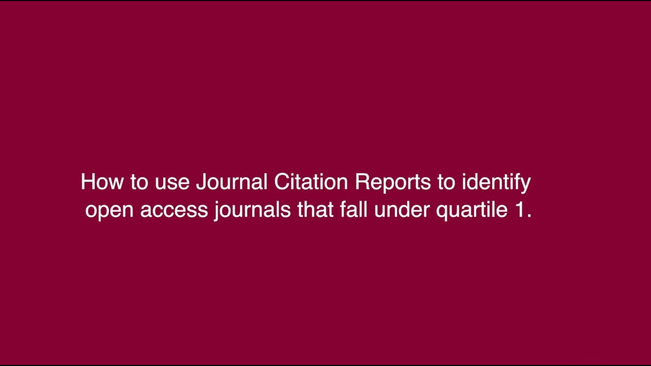 How to identify high ranking journals in JCR YouTube