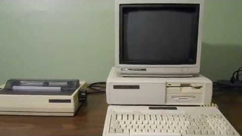 Tandy 1000 TX Boot up and print demo