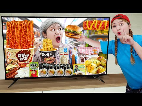 Mukbang Fire Spicy Noodle Tteokbokki 야외 편의점 TV 속 음식 먹방 컵라면 김밥 통감자 Convenience Store HIU 하이유 