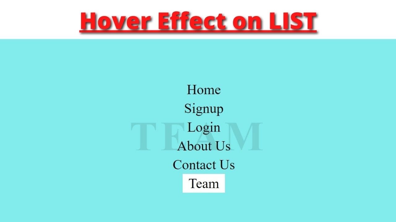 Hover Effect on List Items - HTML & CSS - YouTube