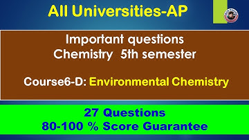 Important questions- Chemistry  5th semester| Course6-D: Environmental Chemistry| HSR bioinfo