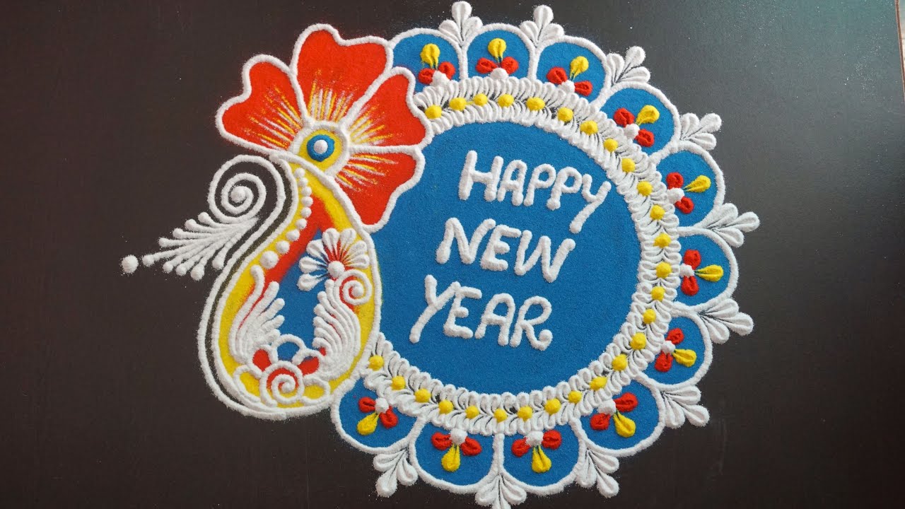 Rangoli For New Year 2020 || Freehand Rangoli For New Year || New ...